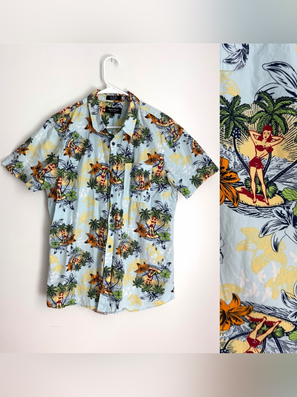 Men’s Hawaiian Shirt with Pinup Girls by Eighty Eight Platinum Size Large